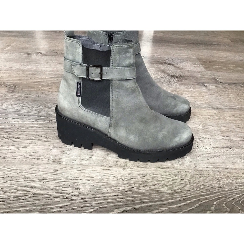Mephisto Suede Boots Fauve In Gray Vel Calf Women's Zipper Boots Size 6.5 US